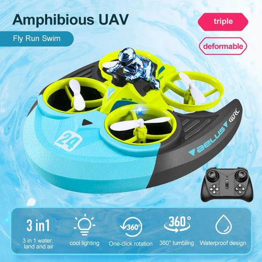 V24 RC Mini Drone 3 in 1 Sea Land Air Flight Altitude Hold Mode 2.4G Quadcopter Boat RC Helicopter For Kid